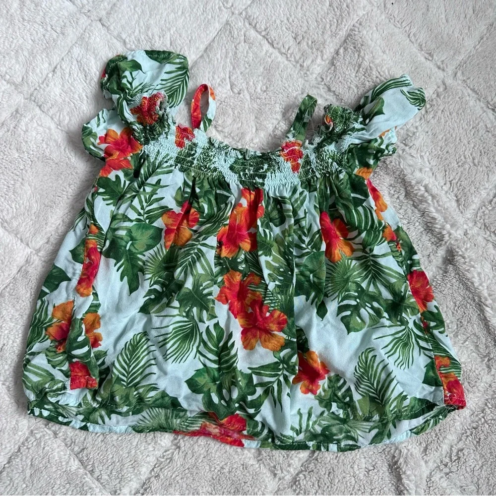 Art Class | Toddler Tropical Off The Shoulder Floral Blouse Set | Size 3T